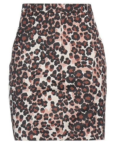 PUSHBUTTON Mini skirt Brown 68% Cotton, 25% Polyester, 7% Elastane