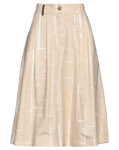 PESERICO Midi skirt Beige 97% Cotton, 3% Elastane