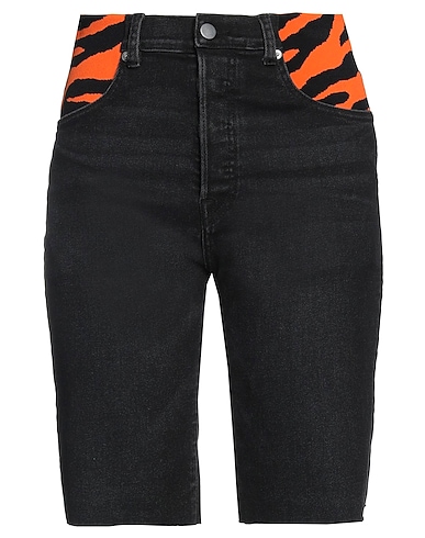 LOST DAZE Denim shorts Black 97% Cotton, 3% Elastane
