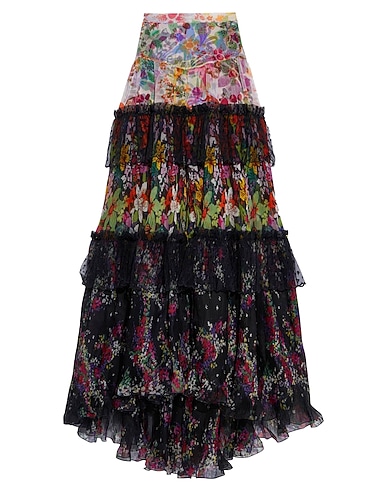 DUNDAS Long skirt Lilac 100% Silk