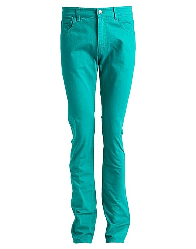 RAF SIMONS Denim pants Emerald green 100% Cotton