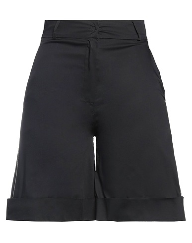 D.EXTERIOR Shorts & Bermuda Black 69% Linen, 31% Elastane