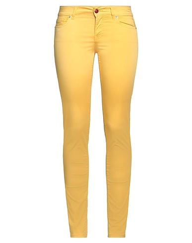 ROŸ ROGER'S Casual trouser Yellow 98% Cotton, 2% Elastane