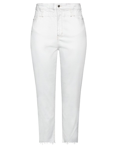 LIU •JO Denim trousers White 98% Cotton, 2% Elastane