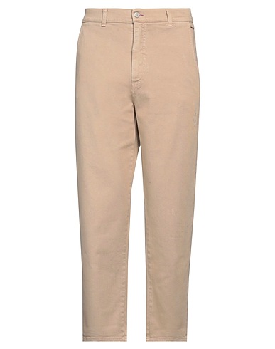 DANIELE ALESSANDRINI HOMME Denim trousers Beige 97% Cotton, 3% Elastane