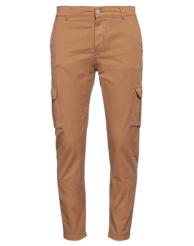 DANIELE ALESSANDRINI HOMME Casual trouser Camel 98% Cotton, 2% Elastane