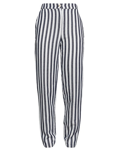 ANNA SERAVALLI Casual trouser Navy blue 50% Linen, 40% Cotton, 10% Polyester