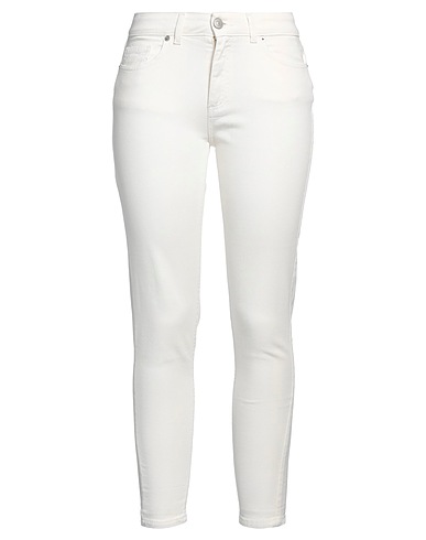 EXTE Denim trousers Ivory 98% Cotton, 2% Elastane