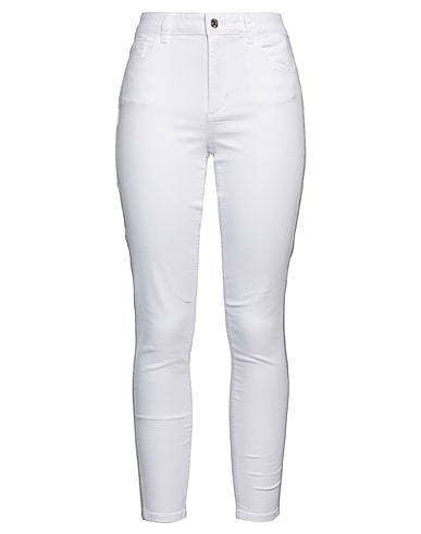 LIU •JO Denim trousers White 97% Cotton, 3% Elastane