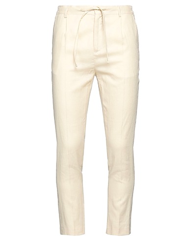 DANIELE ALESSANDRINI HOMME Casual trouser Cream 65% Linen, 35% Cotton