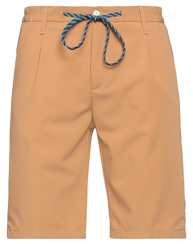 DANIELE ALESSANDRINI HOMME Shorts & Bermuda Camel 70% Polyester, 28% Viscose, 2% Elastane