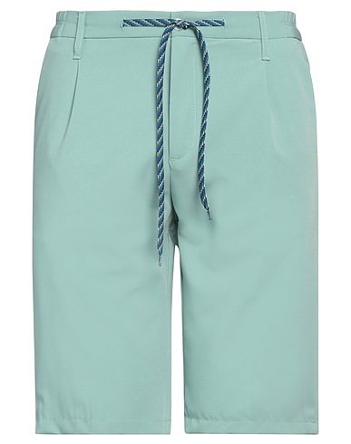 DANIELE ALESSANDRINI HOMME Shorts & Bermuda Sage green 70% Polyester, 28% Viscose, 2% Elastane
