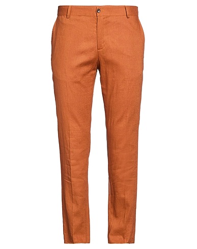 DANIELE ALESSANDRINI HOMME Casual pants Brown 65% Linen, 35% Cotton