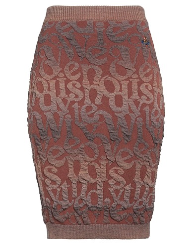 VIVIENNE WESTWOOD Midi skirt Chocolate brown 45% Acrylic, 25% Viscose, 19% Virgin Wool, 11% Polyester