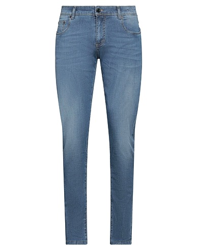 CAMOUFLAGE AR AND J. Denim trousers Blue 88% Cotton, 10% Linen, 2% Elastane