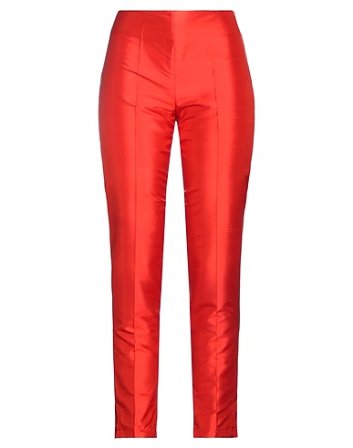 SAVE THE QUEEN Casual pants Tomato red 100% Silk