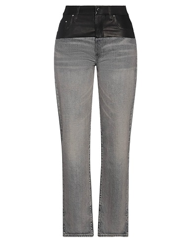 AMIRI Denim trousers Black 100% Cotton, Bovine leather