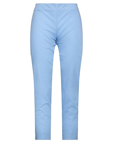 MARIA BELLENTANI Casual trouser Sky blue 97% Cotton, 3% Elastane