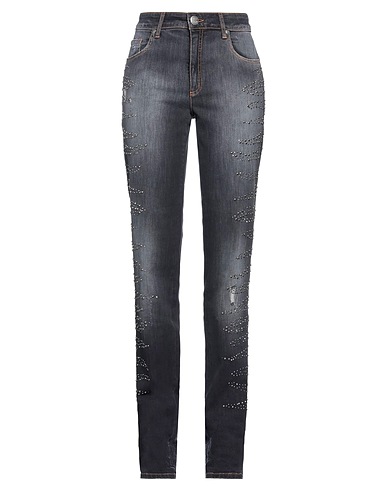 ANGELO MARANI Denim trousers Black 98% Cotton, 2% Elastane