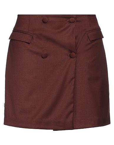 JIJIL Mini skirt Chocolate brown 66% Polyester, 33% Viscose, 1% Elastane