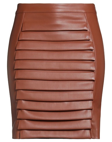 JIJIL Minigonna Marrone 100% Poliestere, Spalmato poliuretano