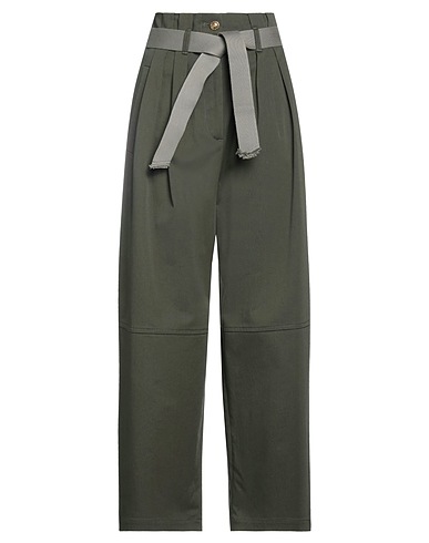 PINKO Casual trouser Dark green 97% Cotton, 3% Elastane