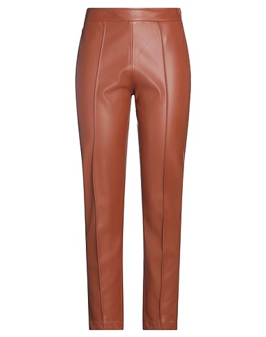 JIJIL Casual trouser Brown 100% Polyester, Polyurethane coated