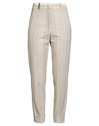 PESERICO Pantalone Beige 95% Lana Vergine, 4% Elastan, 1% Poliestere metallizzato, Seta