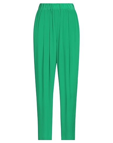 EMMA & GAIA Casual trouser Emerald green 85% Acetate, 15% Silk