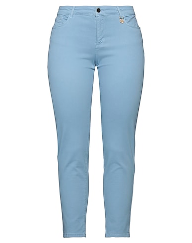 LES COPAINS Casual trouser Light blue 97% Cotton, 3% Elastane