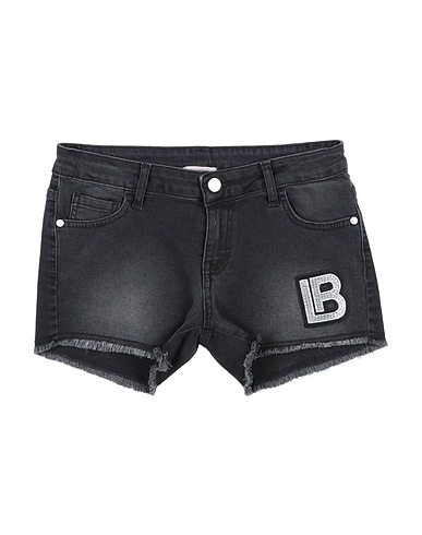 LAURA BIAGIOTTI DOLLS Denim shorts Black 99% Cotton, 1% Elastic fibres
