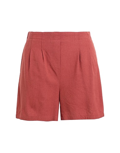 VERO MODA Shorts & Bermuda Brick red 55% EcoVero™ viscose, 45% Linen