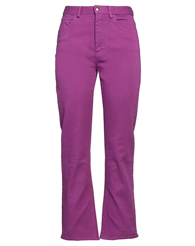 MERCI ITALIA Denim trousers Mauve 97% Cotton, 3% Elastane