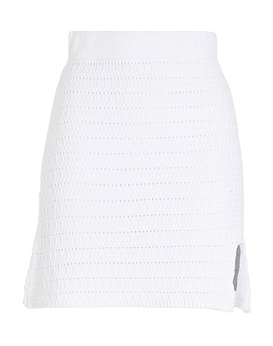 8 by YOOX Minigonna COTTON BLEND CABLE KNIT MINI SKIRT
 Bianco 75% Cotone riciclato, 20% Poliestere riciclato, 5% Altre Fibre