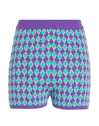 8 by YOOX Shorts & Bermuda COTTON BLEND KNITTED JACQUARD SHORTS
 Viola 50% Poliestere riciclato, 50% Cotone riciclato