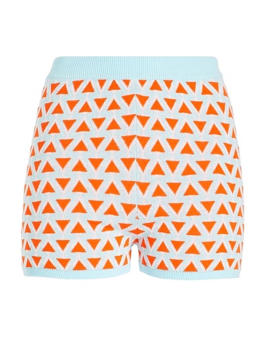 8 by YOOX Shorts & Bermuda COTTON BLEND KNITTED JACQUARD SHORTS
 Sky blue 50% Recycled polyester, 50% Recycled cotton