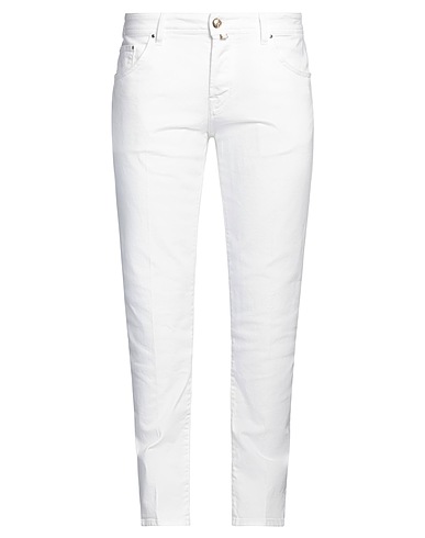 JACOB COHЁN Denim trousers White 98% Cotton, 2% Elastane