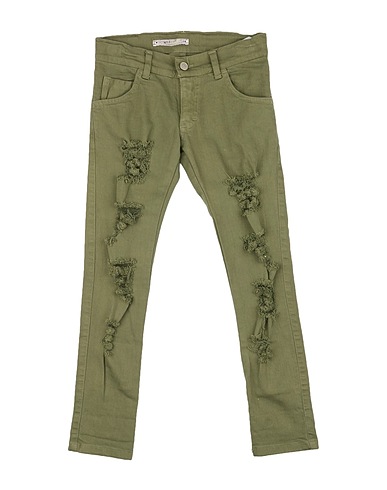 VICTORIA & STELLA Denim trousers Military green 98% Cotton, 2% Elastane