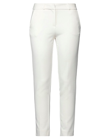 SIMONA CORSELLINI Casual trouser Ivory 63% Polyester, 27% Viscose, 7% Cotton, 3% Elastane