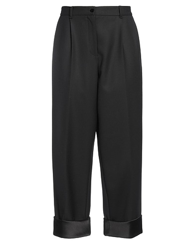 THE ROW Casual trouser Black 98% Wool, 2% Elastane, Silk, Bone