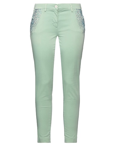 MASON'S Casual trouser Light green 86% Cotton, 10% Polyester, 4% Elastane