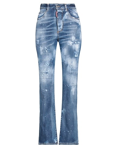 DSQUARED2 Denim pants Blue 92% Cotton, 6% Elastomultiester, 2% Elastane, Calfskin