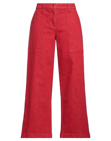 JACOB COHЁN Denim trousers Red 98% Cotton, 2% Elastane