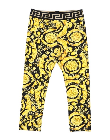 VERSACE YOUNG Leggings Yellow 94% Cotton, 6% Elastane, Polyester, Polyamide