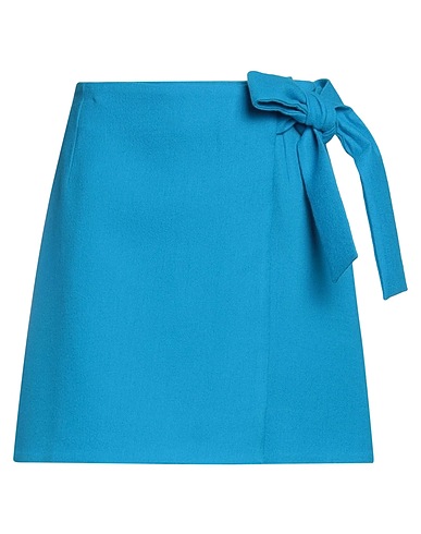 MVP WARDROBE Mini skirt Azure 100% Virgin Wool, Polyester