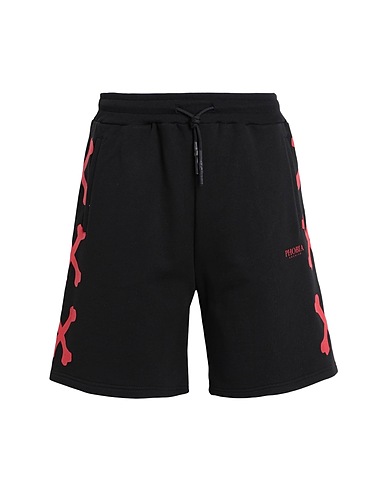 PHOBIA ARCHIVE Shorts & Bermuda BLACK SHORTS WITH RED CROSS BONES
 Black 100% Cotton