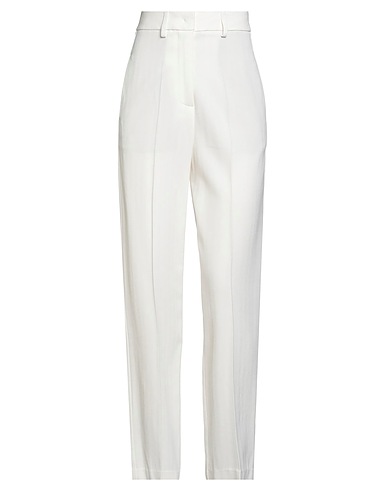 FORTE_FORTE Casual trouser White 87% Viscose, 12% Virgin Wool, 1% Elastane