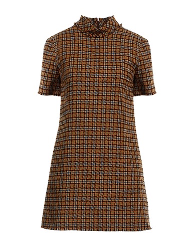 JUCCA Short dress Mustard 39% Polyester, 28% Synthetic fibers, 24% Cotton, 7% Wool, 2% Other Fibres
