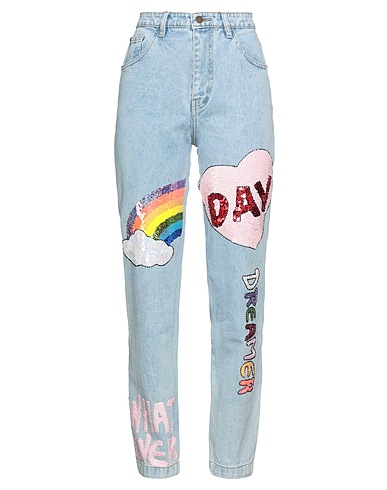 HOUSE OF MUA MUA Denim trousers Blue 100% Cotton