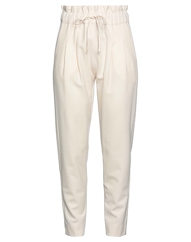 D.EXTERIOR Casual trouser Cream 96% Merino Wool, 4% Elastane